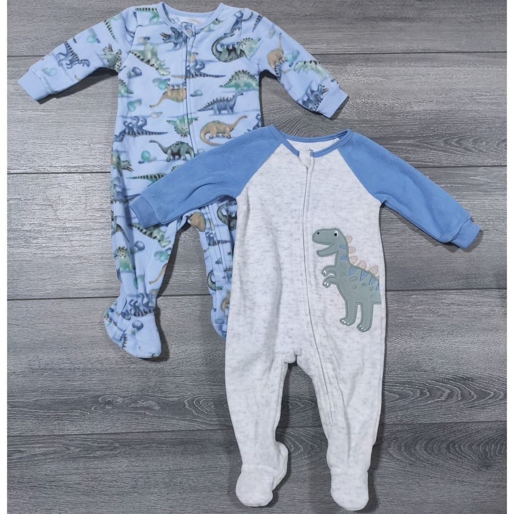 Kids Headquarters Baby Boys Dinosaur Pajamas 2 Pack One Piece Blue 6 Months NEW